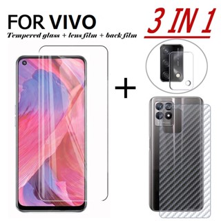 ฟิล์มกระจกนิรภัยกันรอยหน้าจอ และเลนส์กล้อง 3in1 สําหรับ vivo Y91 Y11 Y17 Y15 Y12 Y50 Y30 Y30i Y97 V9 Y85 Y19 Y5S Y83 Y91C Y1S Y95 Y51 Y55 S1 V15 Pro V11i