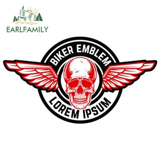 Earlfamily สติกเกอร์ไวนิล ลายตราสัญลักษณ์ Biker Lorem Ipsum Gang ป้องกันรอยขีดข่วน สําหรับติดตกแต่งหน้าต่างรถยนต์ 13 ซม. x 7.3 ซม.