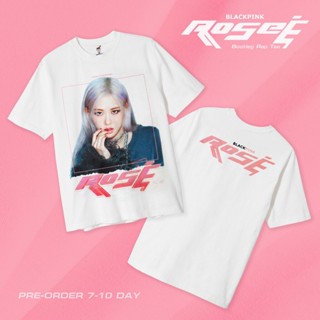 BKBK Rose​​ blackpink Bootleg​ White T-shirt เสื้อยืดคอกลม