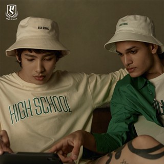 Highschool - ACB7002 หมวกบักเก็ตไฮสคูล ลายปักHigh school ซิกเนเจอร์