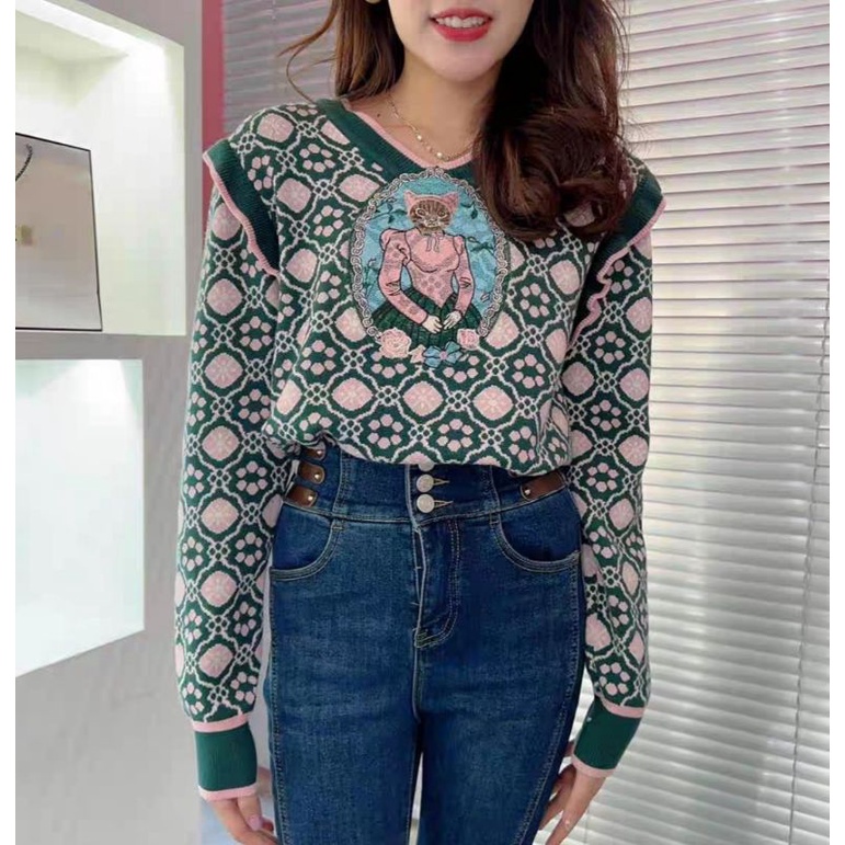 เสื้อสเวตเตอร์ปักเจ้าหญิงแมวเทโร