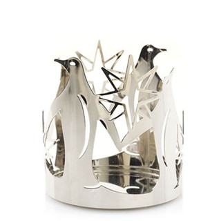 Jar Candle Holder Penguin Stars Metal