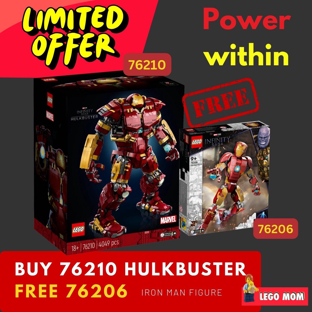 Special Limited Offer Buy Lego 76210 Hulkbuster​ (Marvel) Free 76206 Iron Man figure #lego76210 by Brick MOM