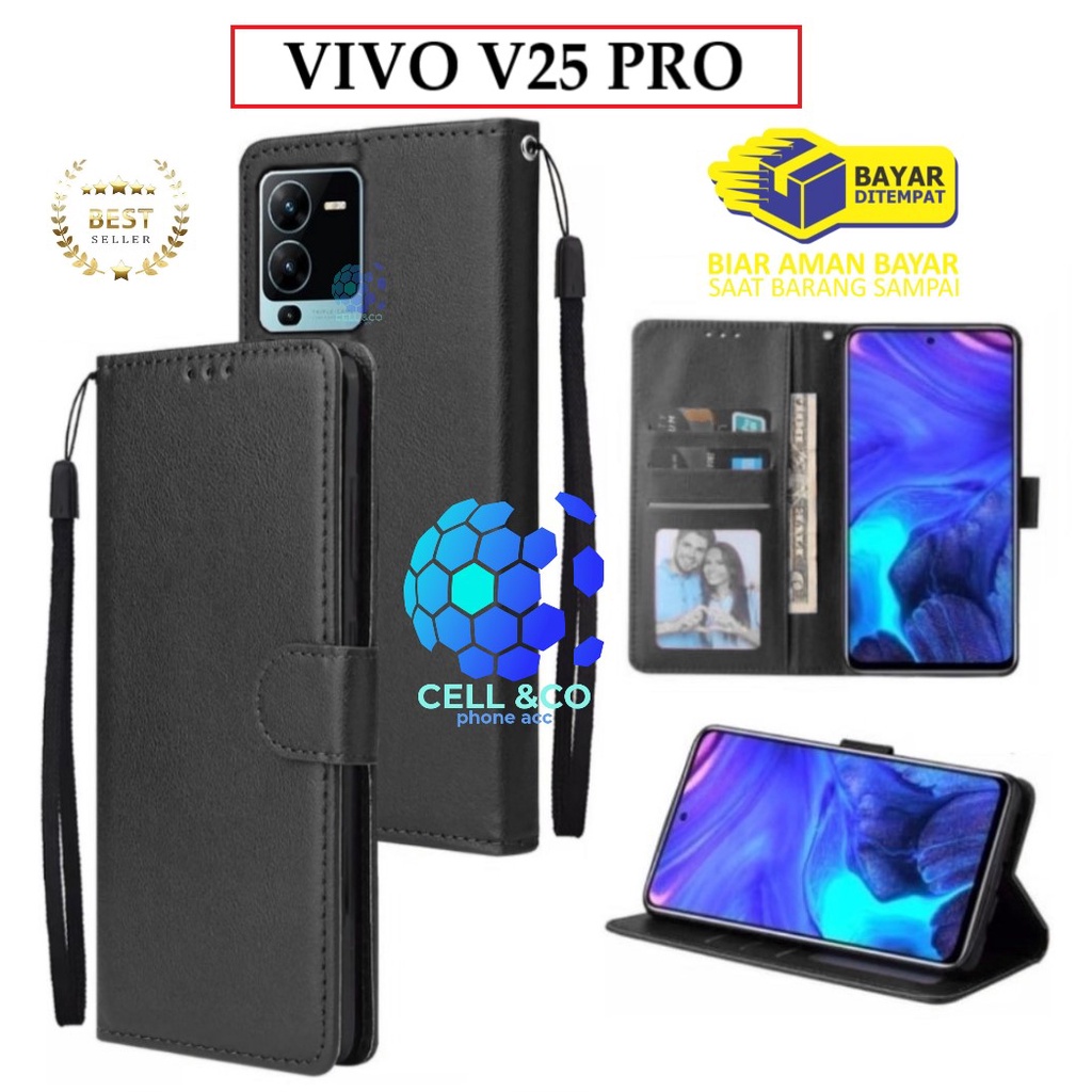 VIVO V25 PRO CASE FLIP LEATHER WALLET PREMIUM FLIP CASE OPEN CLOSE HP CASE FLIP CASE WALLET VIVO V25