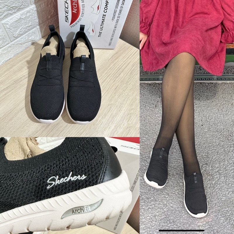 ส่งต่อ Skechers  รองเท้า ผู้หญิง Arch Fit Flex Active Shoes สีดำ ขนาด US 8 | UK 5 | EU 38 | 25.0 CM.
