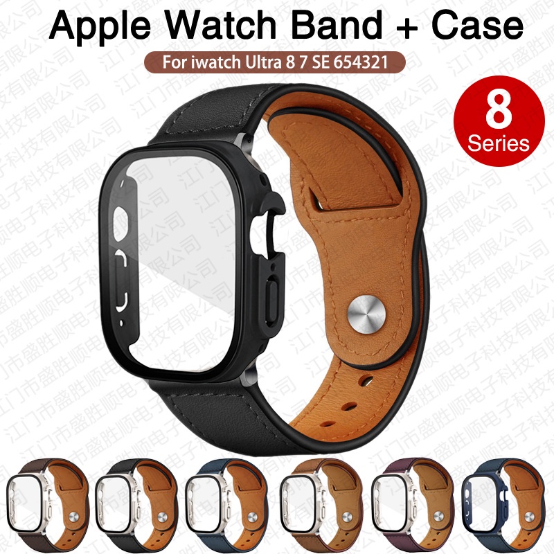 สายนาฬิกาข้อมือ สายหนังวัวแท้ สําหรับ Apple watch band 49 มม. 45 มม. 41 มม. 44 มม. 40 มม. iwatch Series Ultra 8 7 6 SE 5 4 3 2 1