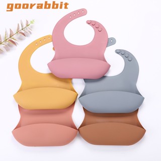 Goorabbit ผ้ากันเปื้อนเด็ก ซิลิโคน เด็กกิน ผ้ากันเปื้อน กระเป๋าน้ําลายเด็ก กระเป๋าข้าว ล้างทําความสะอาดได้ พกพาสะดวก