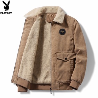 Playboy Winter Bomber Jacket Men Air Force Pilot Corduroy Jacket Warm Male Windbreaker Army Tactical Fleece Parkas Coats Men Outwear