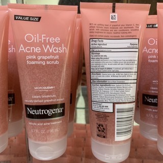 พร้อมส่ง Neutrogena Oil-Free Acne Wash Pink Grapefruit Foaming Scrub  198 mlสูตรนี้ไม่มีขายในไทยนะคะ💯✅