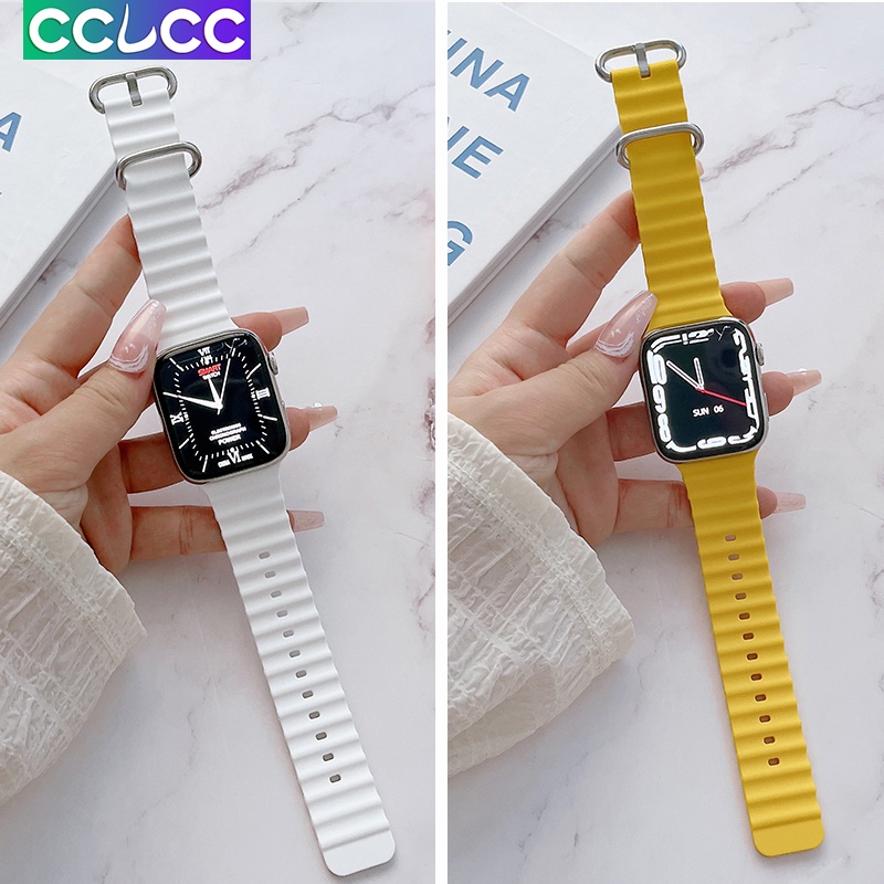 Cclcc สายนาฬิกาข้อมือซิลิโคน สําหรับ Apple watch band 49 มม. 45 มม. 44 มม. 40 มม. 41 มม. 42 มม. iWatch Ultra serie 8 7 6 5 3 se 49 45 มม.