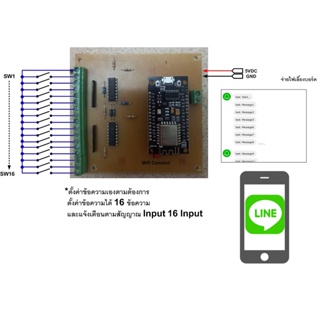 บอร์ดแจ้งเตือนไลน์อเนกประสงค์ 16 ข้อความ 16 อินพุต (ตั้งข้อความเองได้)