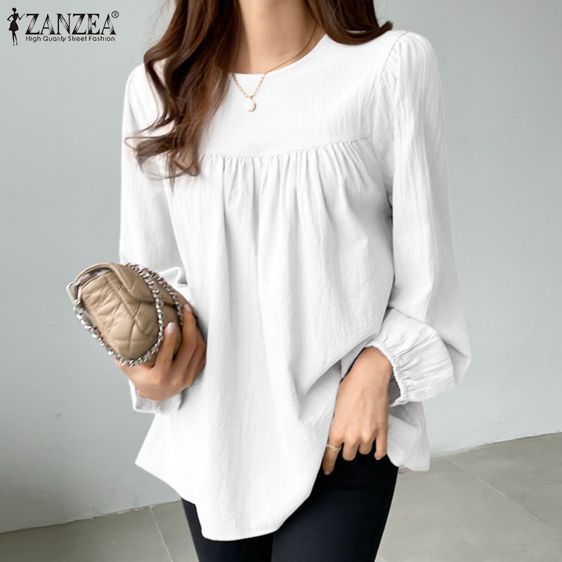 Zanzea เสื้อเบลาส์ แขนยาว ทรงหลวม สไตล์เกาหลี เรโทร สําหรับผู้หญิง — صورة 7