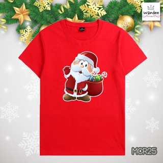 เตรียมจัดส่ง เสื้อยืดคริสต์มาส Christmas &amp; Happy new year ผ้าคอตตอล 100% (MCR25) ชุดคริสต์มาสใหม่