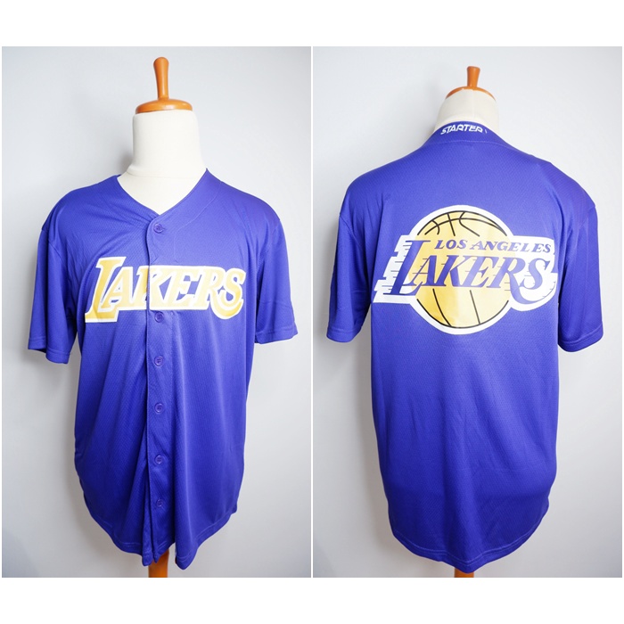 UNGU MLB สีม่วง LAKERS STARTER JERSEY SLEEVE BASKETBALL JERSEY