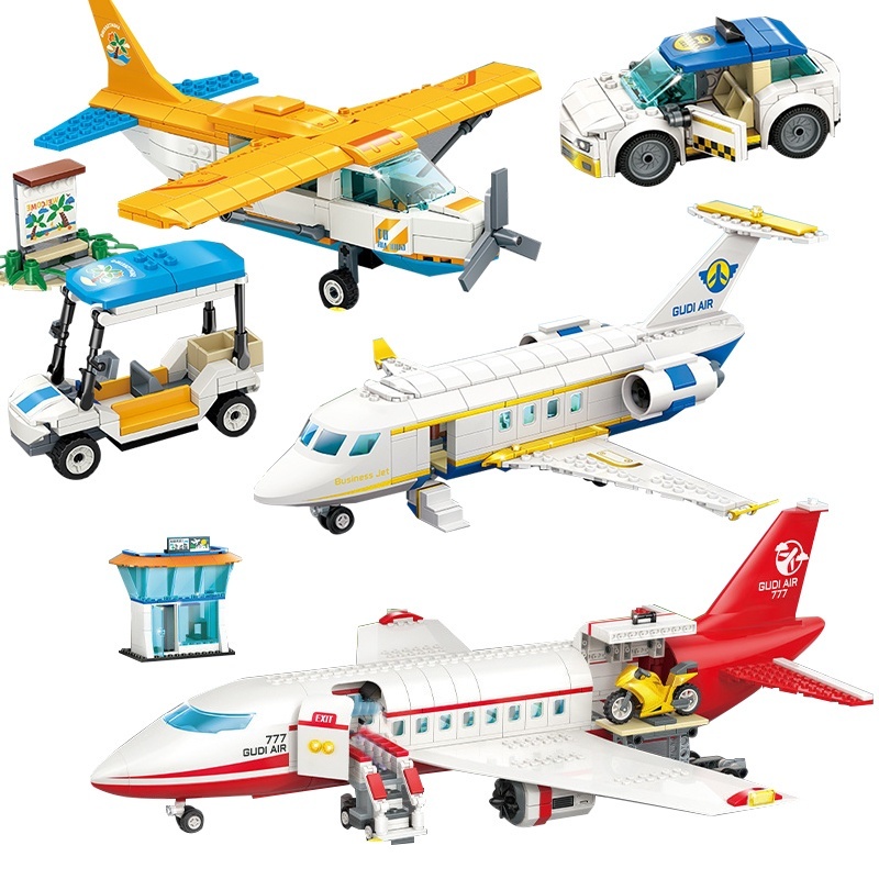 LEGO City เครื่องบินเครื่องบินบล็อกอาคารผู้โดยสารสนามบินสนามบินเพื่อน Space ROCKET Launcher รถรับส่ง