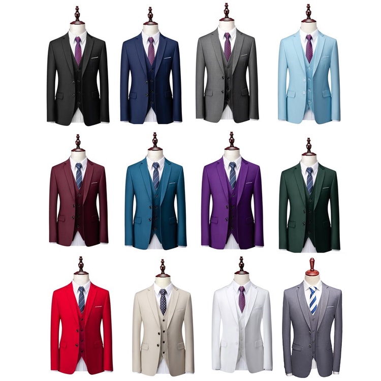 13 Colors 5XL( Jacket   Vest   Pants ) High-end Brand Formal Business Mens Suit Three-piece Groom Wedding Dress Solid Co #4