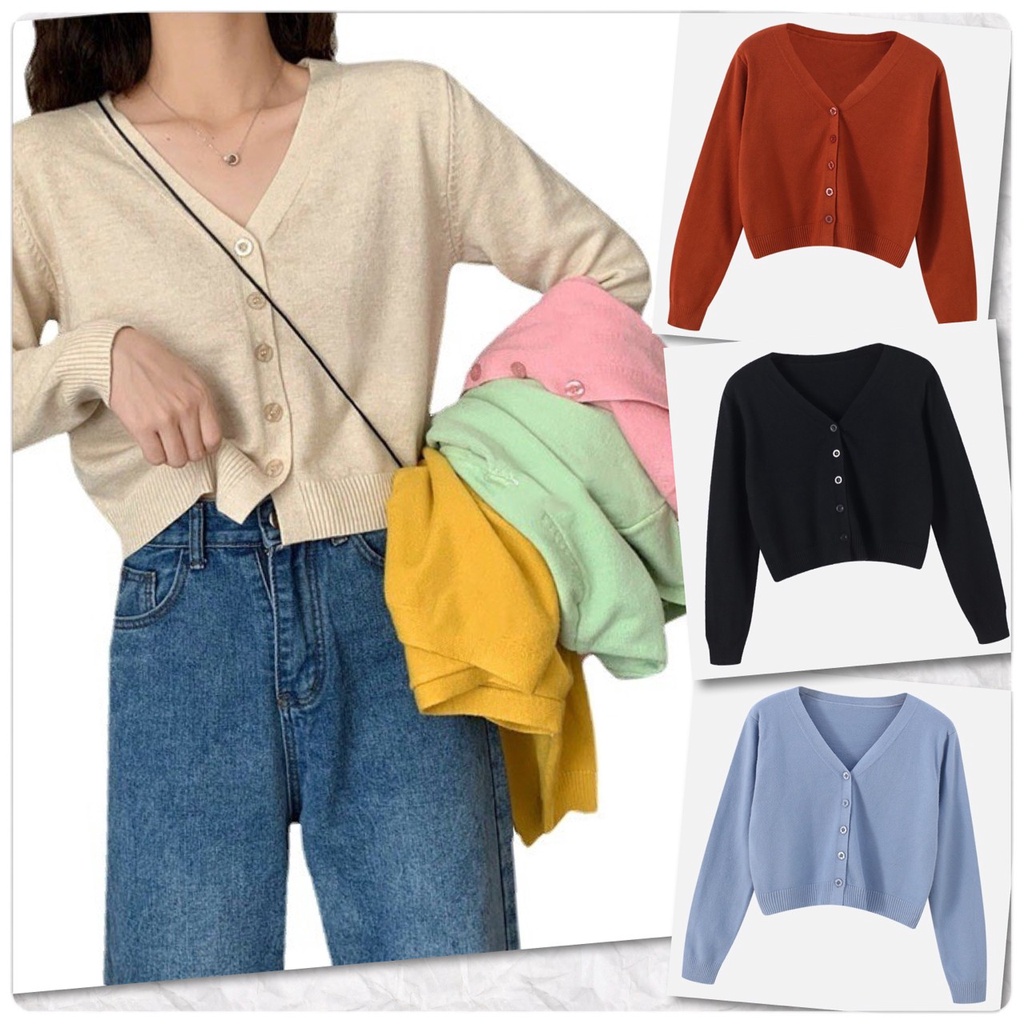 เสื้อไหมพรมแขนยาว คลุมกันแดด กันหนาว ผ้านิ่ม แขนยาว ใส่สบาย Long sleeve knitted cardigan