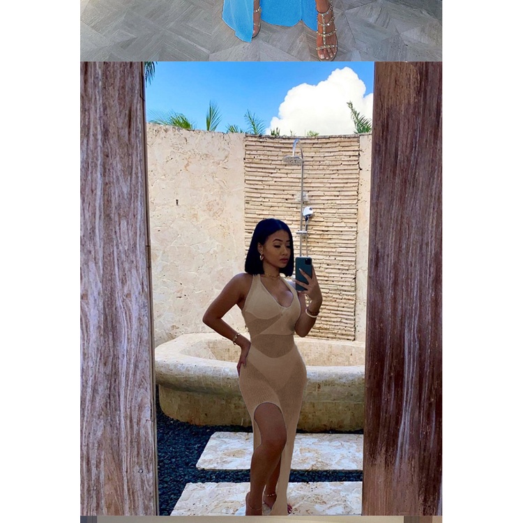 Beach Fishing Net Transparent Solid Dress Sarong Wrap Sexy Bikini Cover-ups Long Tunic Casual Elegant Women Wear Swim Su #9