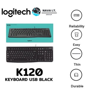 COINSคืน15%⚡FB9JMZV6⚡ LOGITECH K120 KEYBOARD คีย์บอร์ด USB BLACK รับประกันศูนย์ 1 ปี