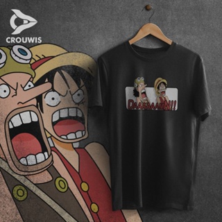 เสื้อยืดผ้าฝ้าย เสื้อยืดผ้าฝ้าย พิมพ์ลาย One piece damn luffy usopp 24s 30s พรีเมี่ยม สําหรับผู้ชาย ผู้หญิง เสื้อยืดแขนส