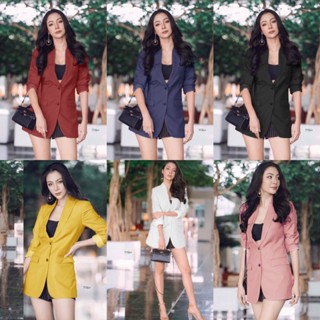 CS7116  	Set 3 ชิ้น เสื้อสูท+สายเดี่ยว+กางเกงขาสั้น  Set 3 pieces: suit jacket + singlet + shorts