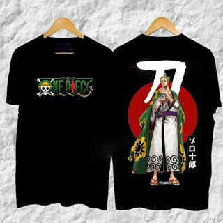 เสื้อยืดแขนสั้นลําลอง ทรงหลวม ขนาดใหญ่ พิมพ์ลายการ์ตูนอนิเมะ ONE PIECE Zoro แฟชั่นสําหรับผู้ชาย และผู้หญิง