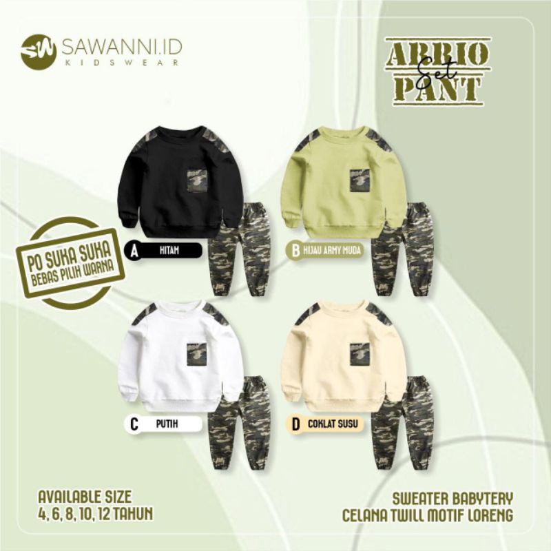 ชุดเสื้อผ้าแขนยาวเด็กผู้ชาย Heavenni.id Army Pants Set (4-12th)