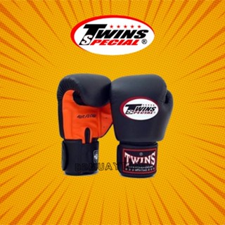 นวมชกมวย ทวินส์ สเปเชี่ยล Twins Special Boxing Glove BGVLA2 Orange-Black ส้มดำ หนังแท้ ระบายอากาศ