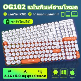 คีย์บอร์ดบลูทูธไร้สาย มีภาษาไทย พร้อมไฟ ใหม่แบ็คไลท์ไล่โทนสี Bluetooth keyboard คีย์บอร์ดไร้สาย เหมาะสำหรับแท็บเล็ต