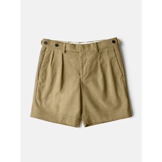 [JBB*] CAMEL CORDUROY TWO-TUCK SHORTS  เจบีบี กางเกงขาสั้น ผ้าคอตตอน เส้นใยธรรมชาติ กางเกงขาสั้นสองจีบ สีน้ำตาล