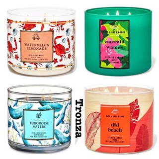 เทียนหอม 3 ไส้  Bath &amp; Body Works Emerald Waters ,tiki beach, 3 Wick Candle