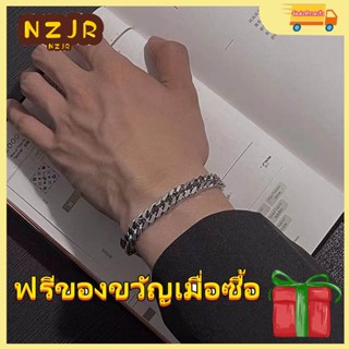 ※NZJR※ สร้อยข้อมือโซ่ โลหะผสมไทเทเนียม สไตล์เรียบง่าย