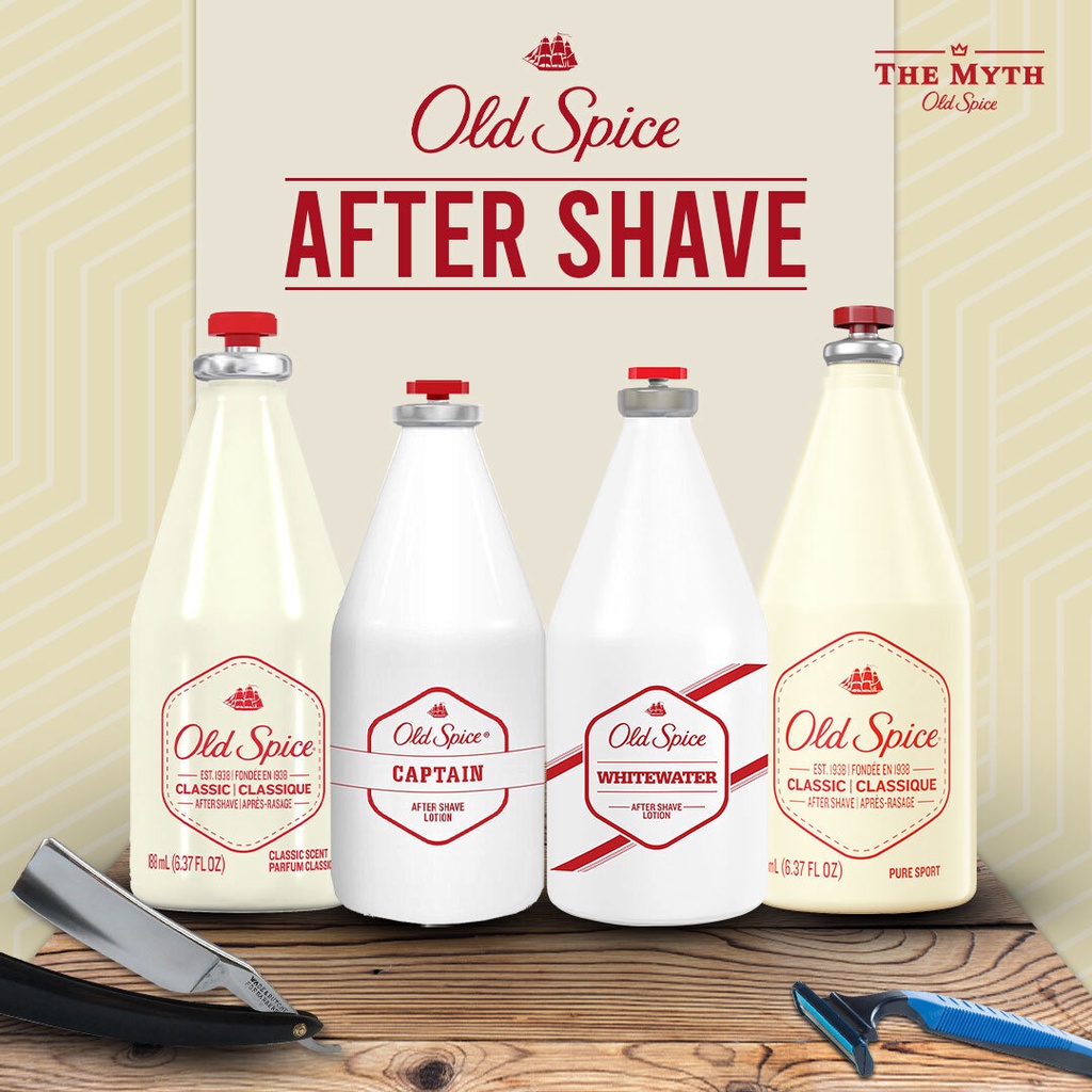 *ใส่โค้ดTHE40Aลด10%* Old Spice After Shave ครีมหลังโกนหนวด ขนาด 100ml / 188ml