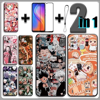 2 IN 1 เคสเซรามิค กันรอยหน้าจอ ลายการ์ตูนอนิเมะ สําหรับ Tecno Spark 6 Go