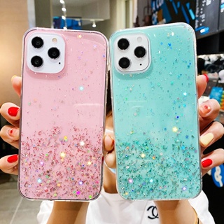 เคสโทรศัพท์มือถือ ซิลิโคนนุ่ม ใส ประดับเลื่อมกลิตเตอร์ วิบวับ หรูหรา สําหรับ iPhone 14 Plus 12 13 Pro Max 13 Mini