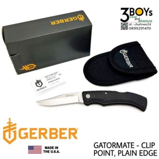 มีดGERBER รุ่นGATORMATE-CLIP POINTมีดรุ่นเล็กสุดของรหัส Gator ด้ามลายหนังจระเข้ พร้อมซองไนล่อน ผลิต USA (เลิกผลิตแล้ว)