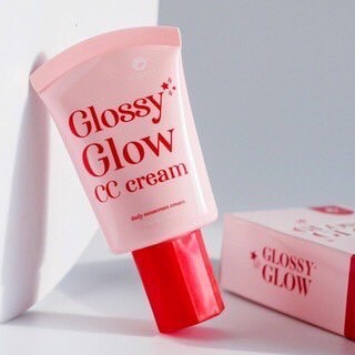 GLOSSY GLOW CC CREAM กลอสซี่ โกลว์ ซีซี ครีม ครีมกันแดดผสมรองพื้น เกลี่ยง่าย บางเบา กันนํ้า กันเหงื่อ 10g.