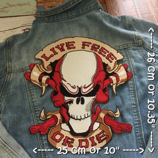 Live Free or Die Motorcycle ไบค์เกอร์ ตัวรีดติดเสื้อ อาร์มรีด อาร์มปัก ตกแต่งเสื้อผ้า หมวก กระเป๋า แจ๊คเก็ตยีนส์ Embr...