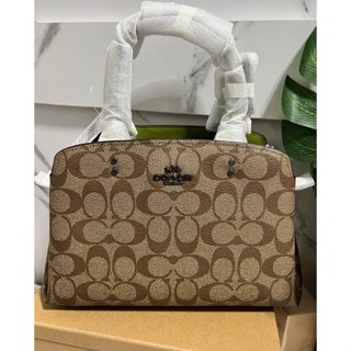 พร้อมส่ง Coach MINI LILLIE CARRYALL IN COLORBLOCK SIGNATURE CANVAS (COACH 91494)ทรงถังมินิ สีเขียวลายซี