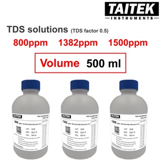 น้ำยามาตรฐาน TDS Solution TDS factor 0.5 ค่า 800 1382 1500 ppm(mg/L) สำหรับปรับเทียบ คาลิเบรทเครื่องวัด TDS (500 mL)