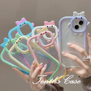 OPPO A78 A17 A57 A76 A96 A16 A16s A15 A15s A74 A95 A94 A5s A12 A5 A9 2020 Reno 5เคสโทรศัพท์มือถือแบบนิ่ม ใส แต่งโบว์ไล่โทนสี สําหรับ