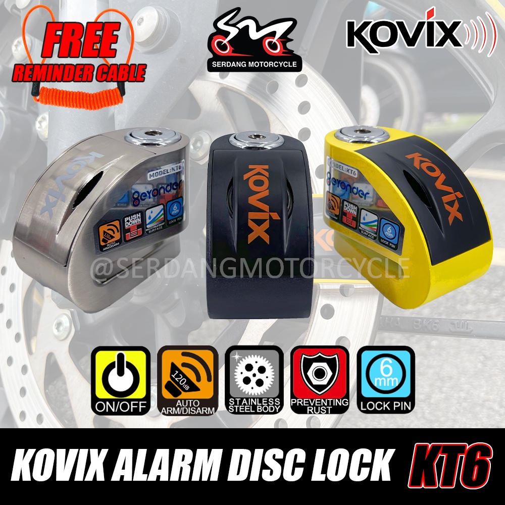 KOVIX Alarm Disc Lock รถจักรยานยนต์ KT6 Mangga มอเตอร์ Motosikal