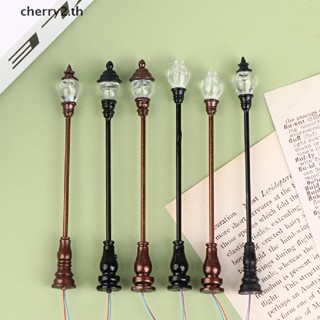 [cherry2] โคมไฟถนน Led 3V สีขาว ขนาดเล็ก สเกล 1:87 สําหรับไมโครซีน [TH]