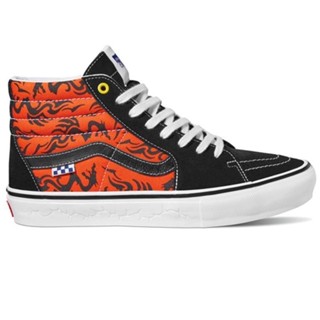 VANS SKATE SK8-HI DRAGON FLAME BLACK ORANGE SNEAKERS สินค้ามีประกันแท้