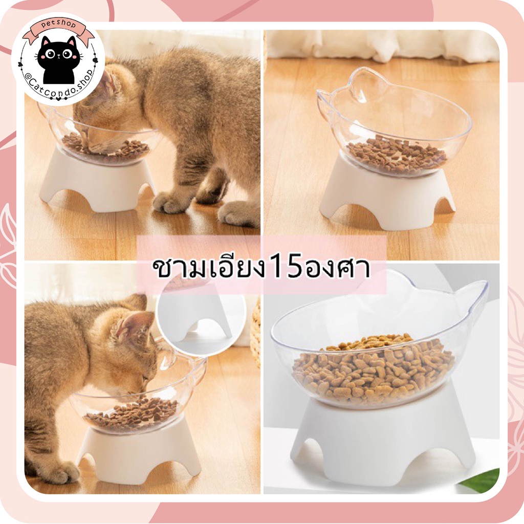 🌵 ชามแมว ชามเดี่ยว พลาสติก 1หลุม ที่ให้อาหาร🌵