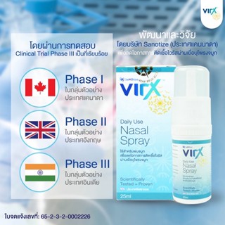 [ส่งฟรี!!] ล็อตใหม่ล่าสุด หมดอายุปี 02/2024 !! สเปรย์พ่นจมูก Virx Nasal Spray สำหรับป้องกันและกำจัดเชื้อไวรัสทางโพรงจมูก