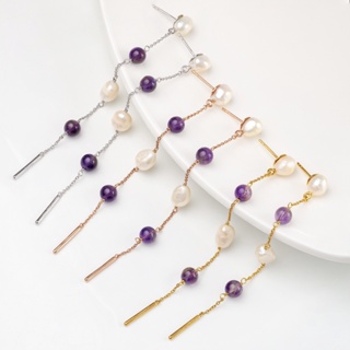 AR-Kang Collection***ต่างหูAmethyst, White Pearl (เงินแท้92.5%)