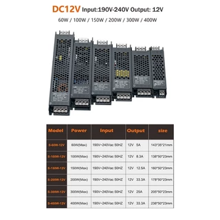LED แหล่งจ่ายไฟ บางมาก หม้อแปลงไฟเชิงเส้น 220V ถึงDC 12V 24V แถบไฟแบบบางเฉียบสลับแหล่งจ่ายไฟ