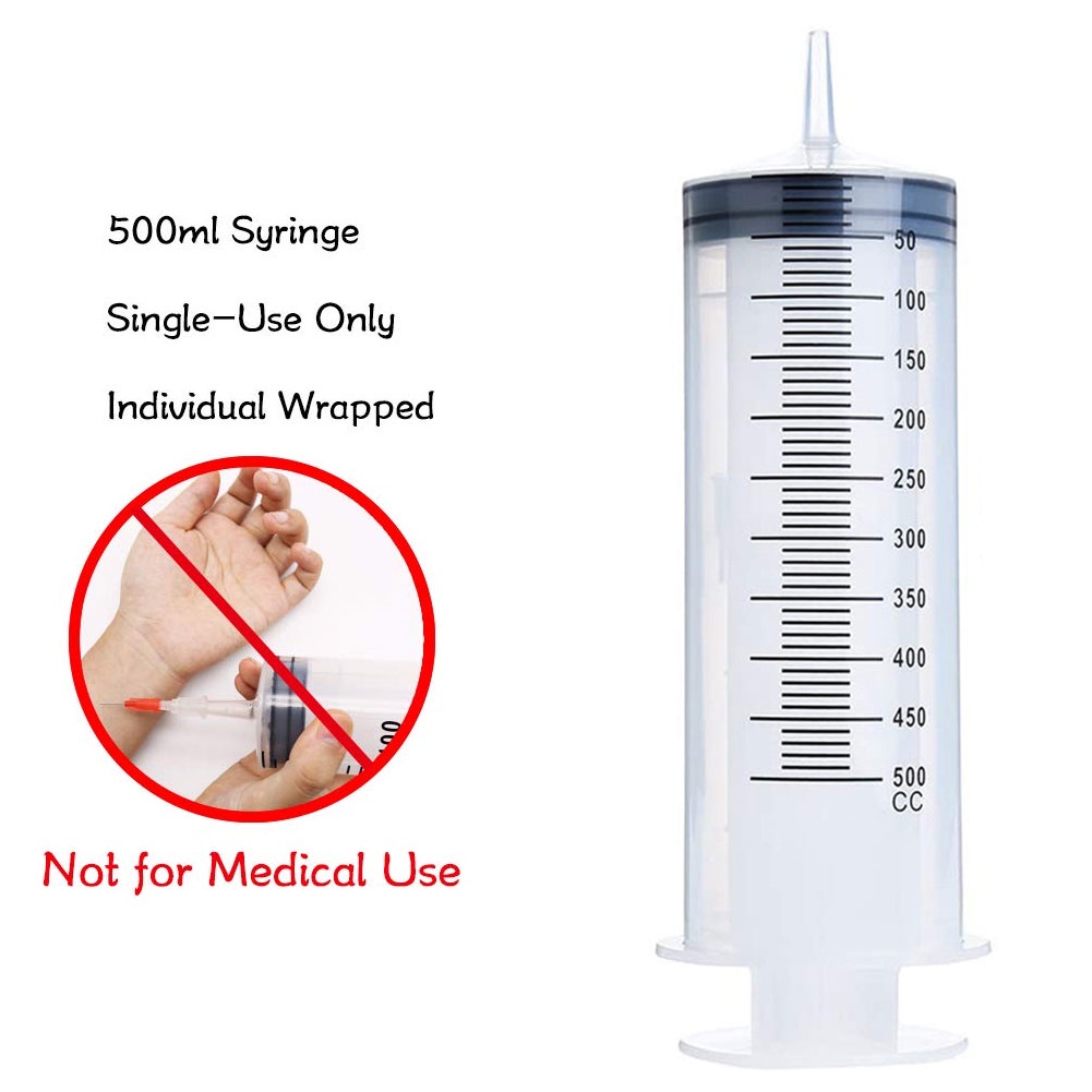 Large Syringe Tubing 500ML Plastic Syringe with Tube Converter Cap for