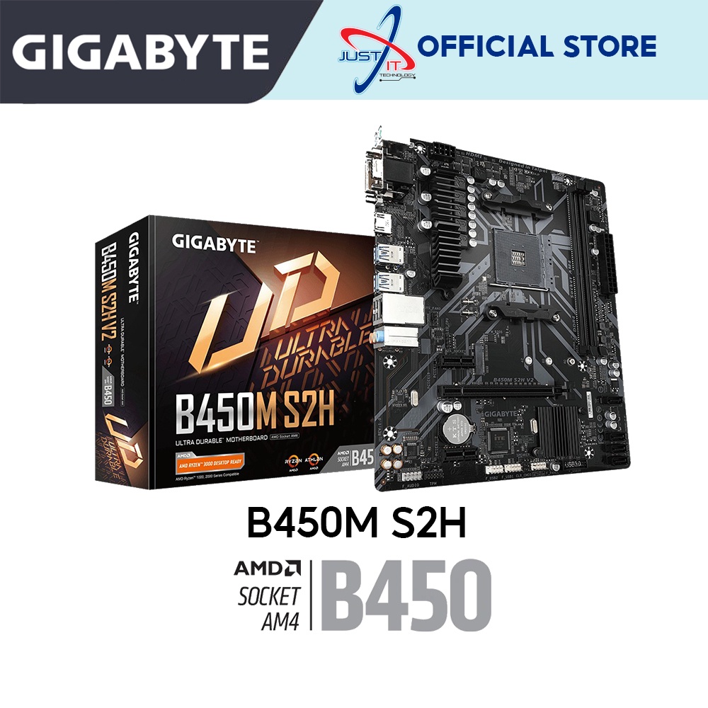 GIGABYTE B450M S2H AM4 เมนบอร์ด Combo Deal พร้อม AMD RYZEN 3 3200G / RYZEN 5 3600 / RYZEN 5 4500 / R